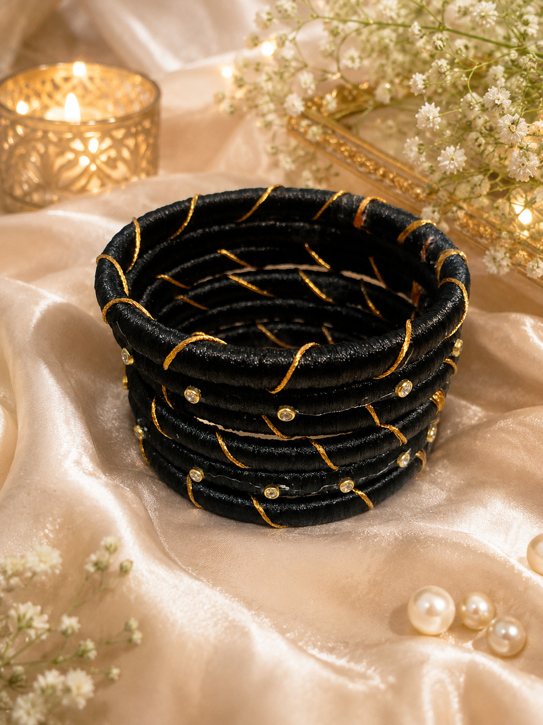 Black thread bangles